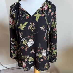 LOFT outlet Black Floral Blouse. Size medium